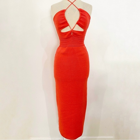 Torn by Ronny Kobo crochet knit cut out midi halter dress - Picture 1 of 11